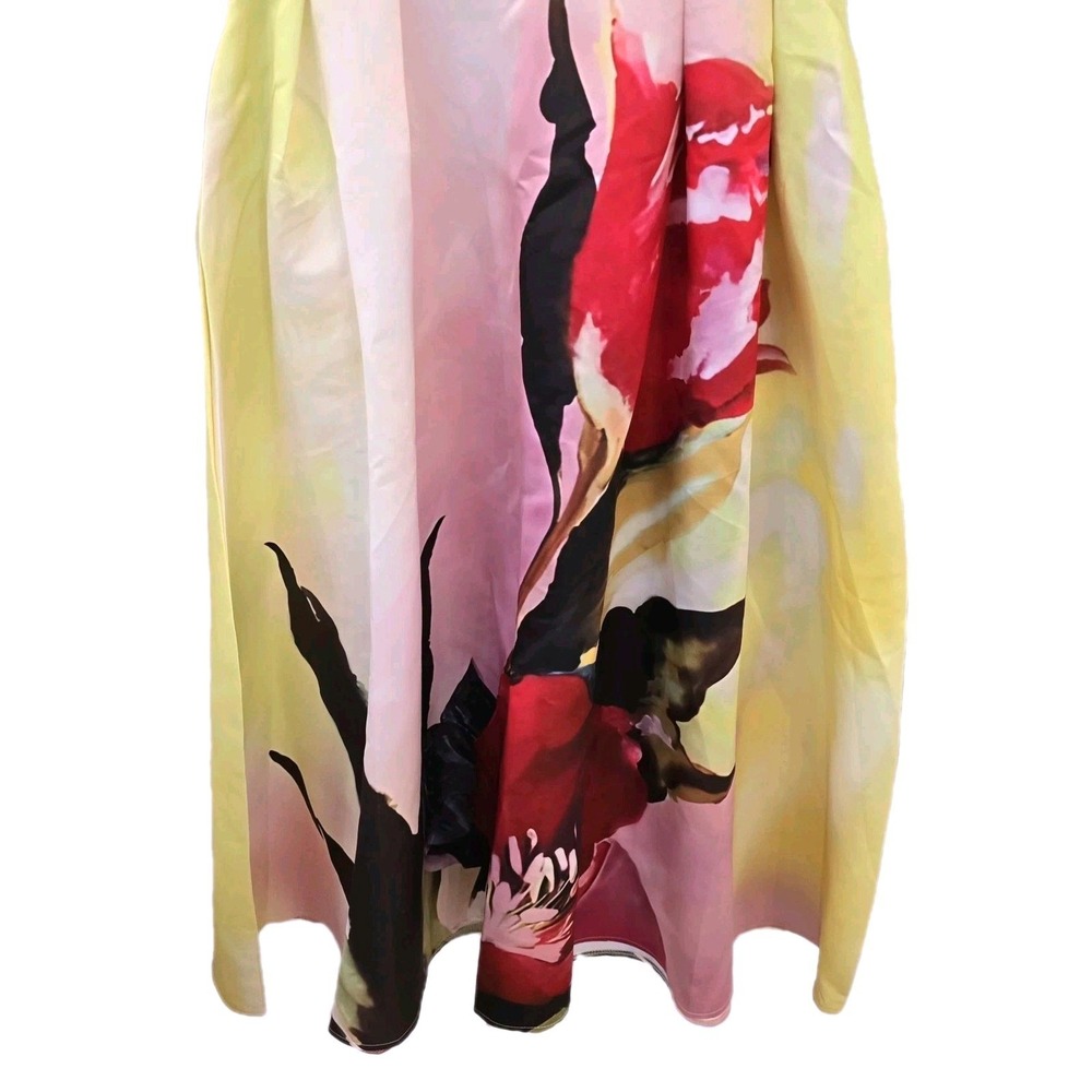 Vibrant Floral Print Classic Silhouette Sleeveless A-line Feminine Summery Dress - Picture 3 of 12